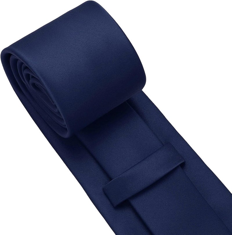 pensee Men's Tie Set Solid Pure Color 3.15" (8CM) Classic Formal Plain Necktie and Pocket Square Set For Men - Image 5